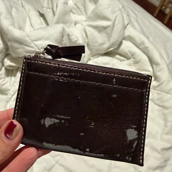 Coach Dark Plum Wristlet with Silver Ring - Picture 2 of 4